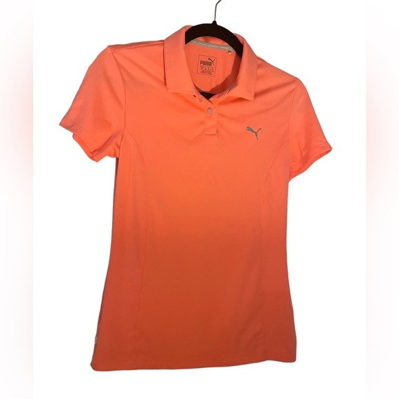Puma Golf Fitted Athletic Polo Bright Orange Color Size S - Picture 2 of 4